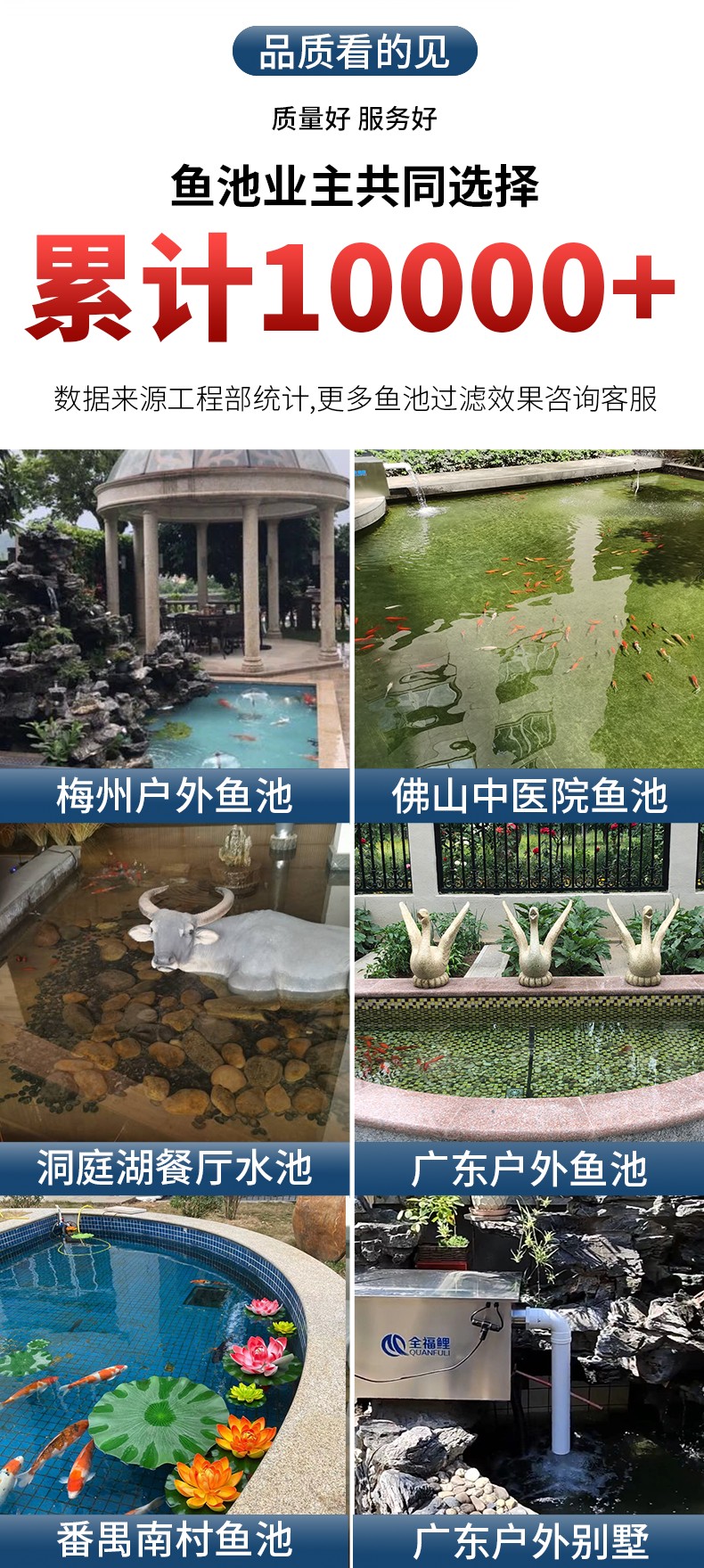 累计10000+鱼池业主选择